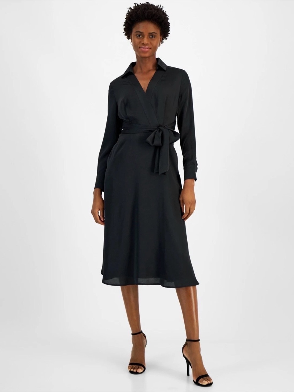 Tahari Elegant Tie Waist Midi Dress Size 10